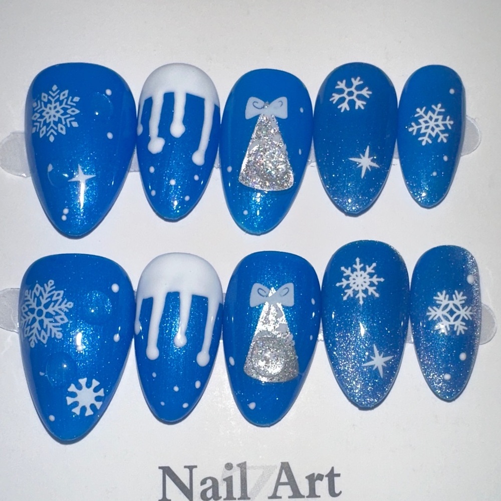 Blue and Silver Snowflake Nail Art Set